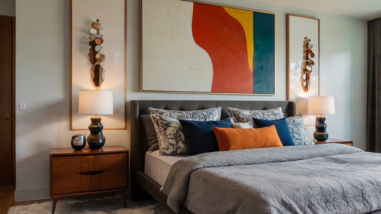mid century modern sypialnia